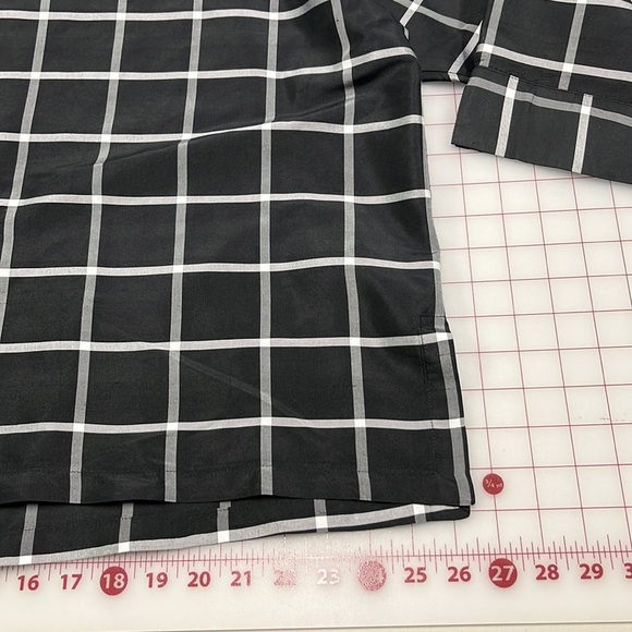 LINEA by LOUIS DELL'OLIO 100% Silk B/W Window Pane 3/4 SLV Career Top/Shacket 1X - Picture 10 of 14